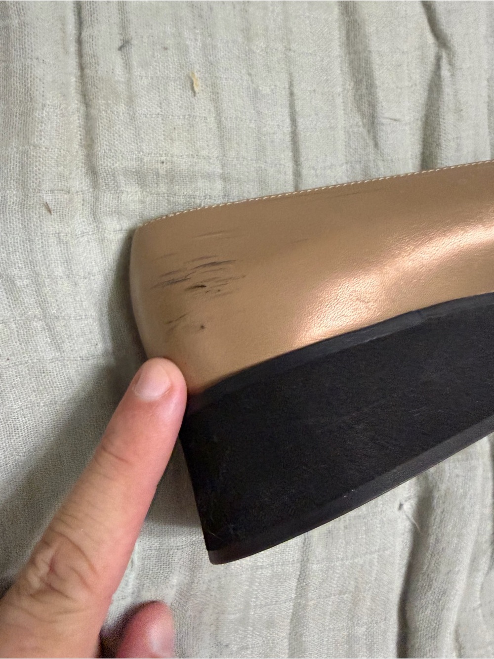 Salvatore Ferragamo Tan and Black Leather Cap-Toe Ballet Flats size 4.5 - Picture 5 of 10